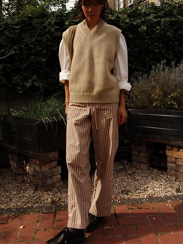 SANTO AUTUMN STRIPE COTTON TROUSERS, MAPLES