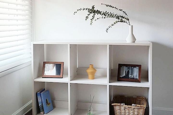 3단 6칸 원룸 공간 분리 파티션 책장 옷 수납 틈새 수납장 화이트