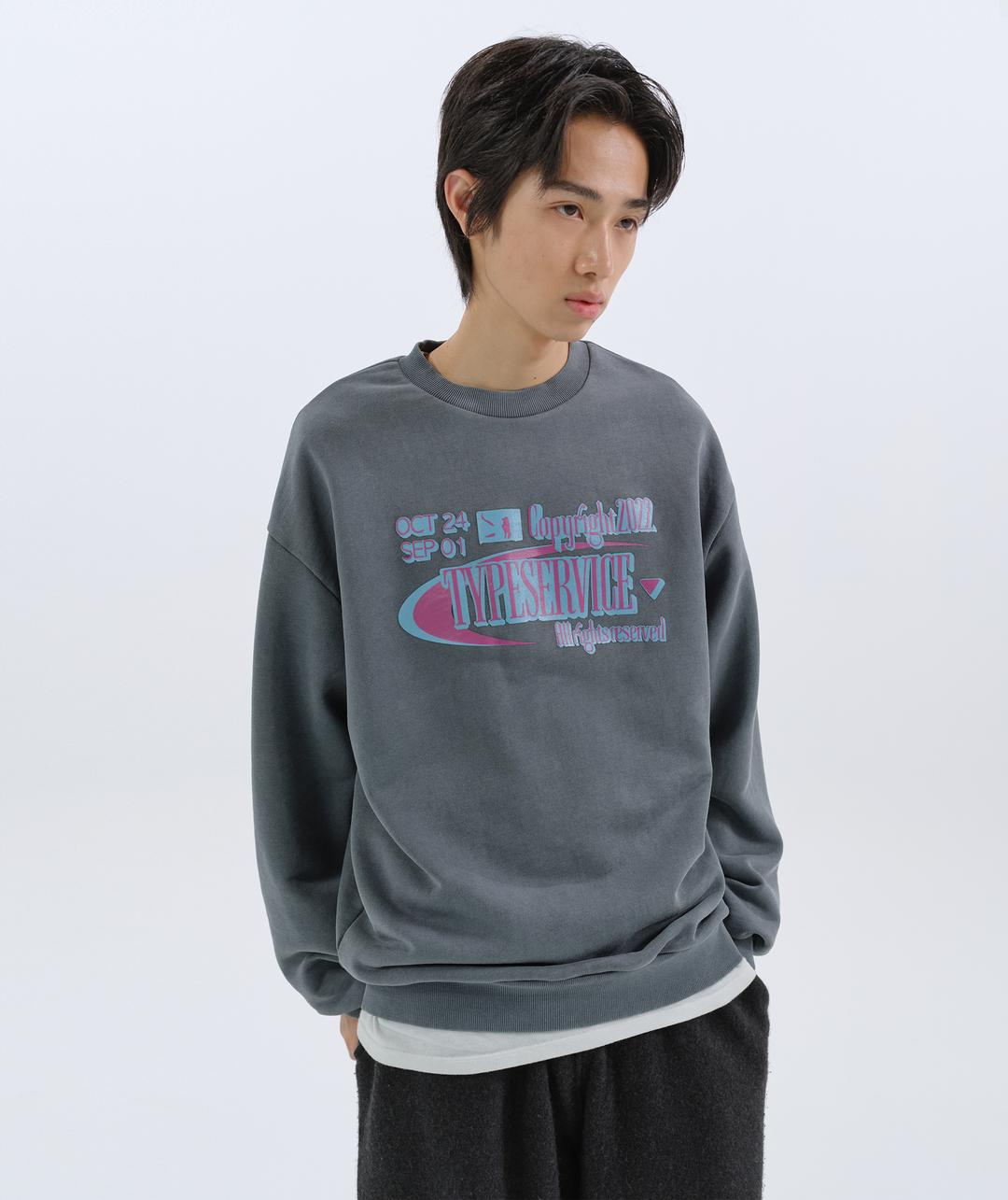 Unisex Pigment Graphic Sweatshirt [Blue Gray]