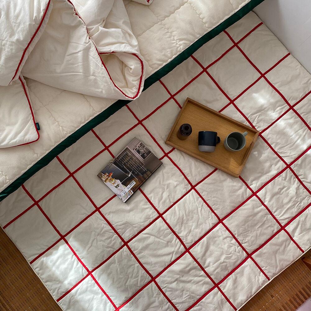 _ 순면 100% 컬러 체크 카페트