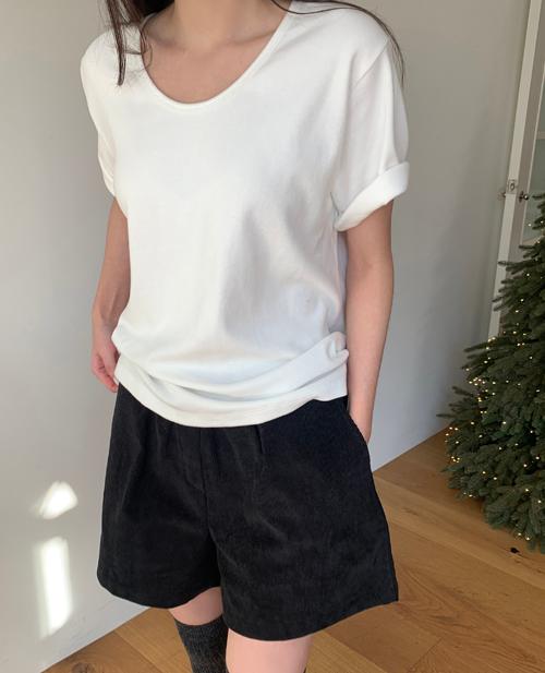 u-neck cotton top (2colors) 기모