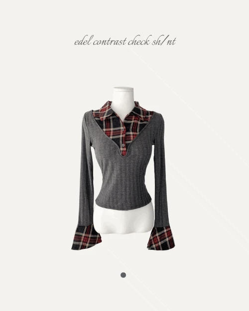 [ 빈티크🧺 ] 에델 배색 체크 SH/NT