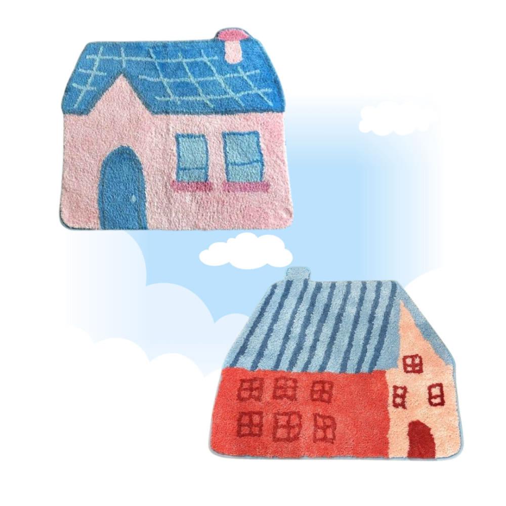 블레드 cozy house 러그 집모양 귀여운 포인트 미니러그 침실 거실 극세사