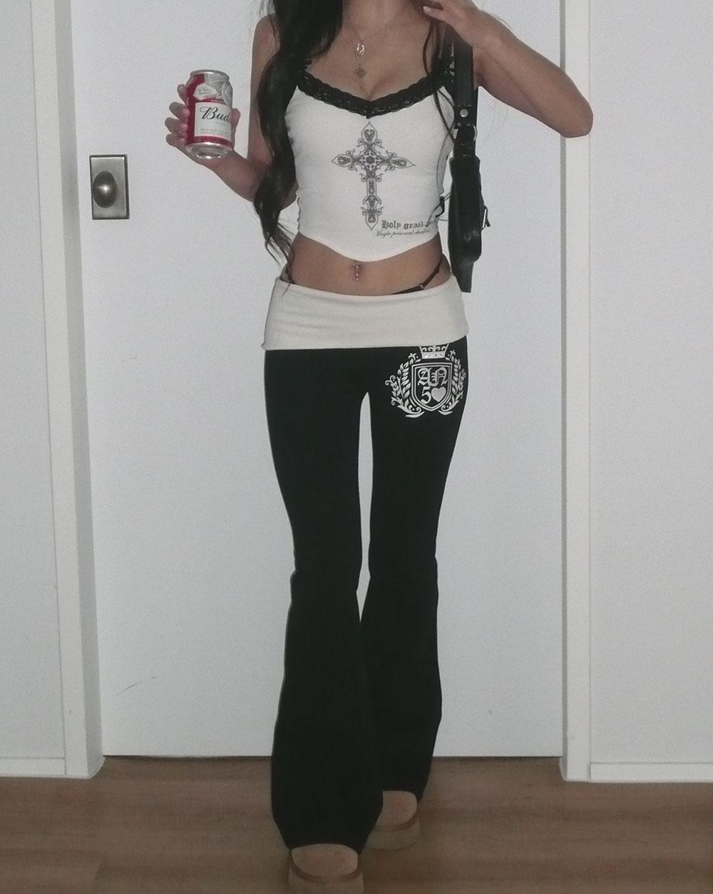 AN5 bootscut folded pants Black