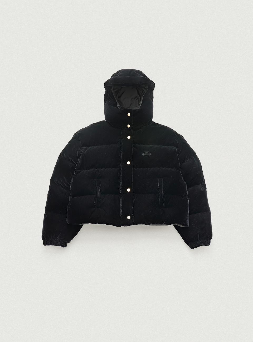 Little Black Velvet Goose Puffer Jacket
