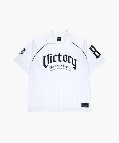 빅토리 스트라이프 칼라 숏 슬리브 (White)