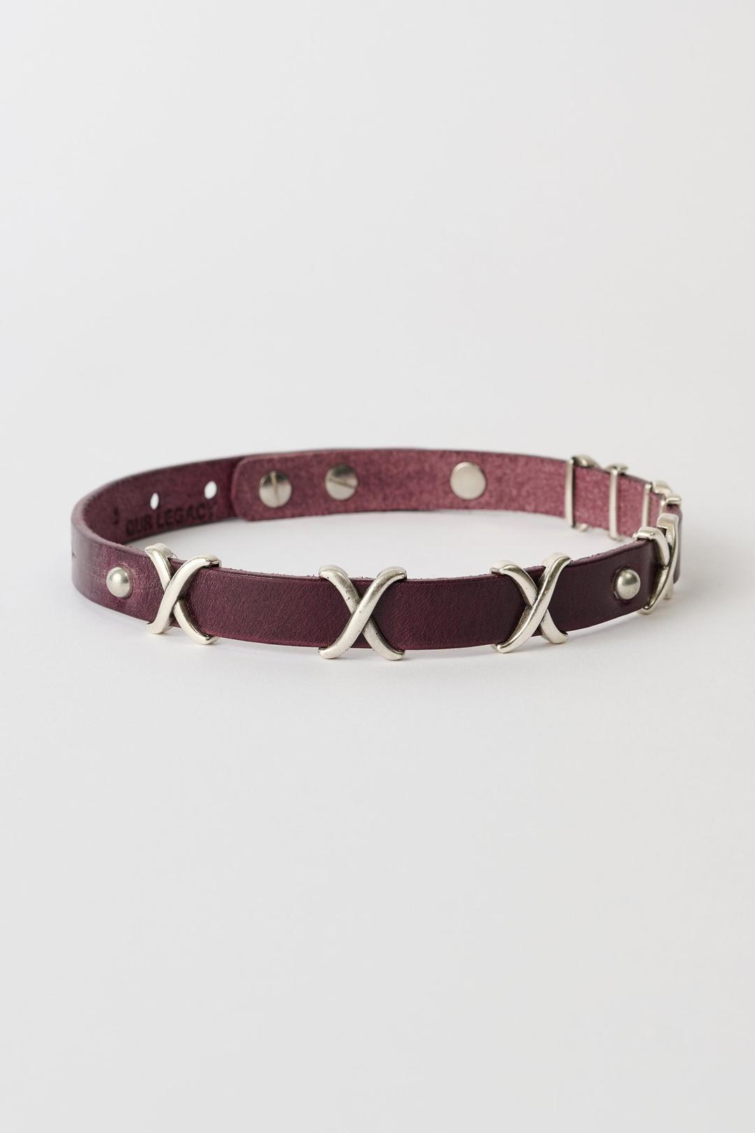 2 CM Choker Trio Cross Merlot Red Leather