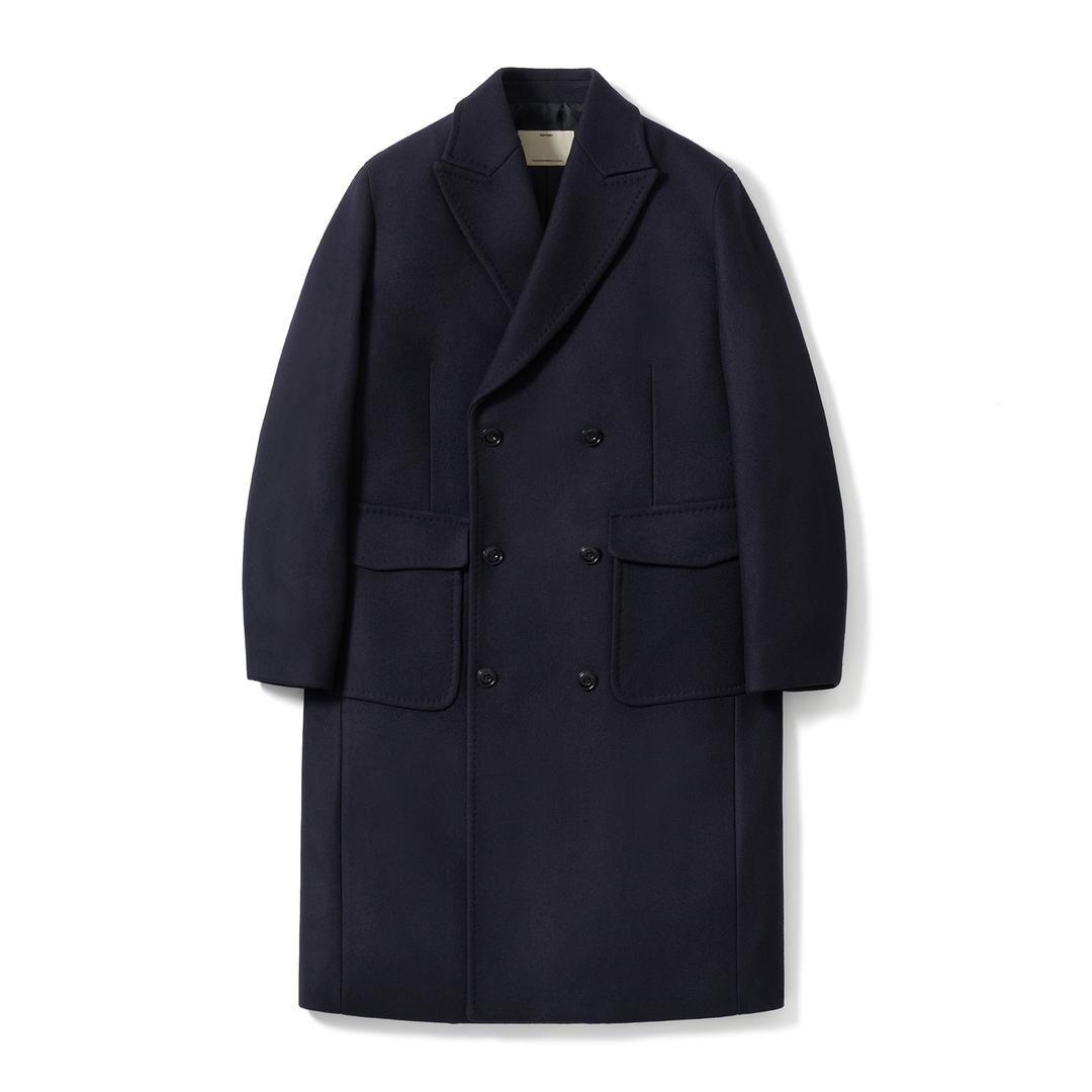 Melton Wool Double Breasted Coat_Dark Navy