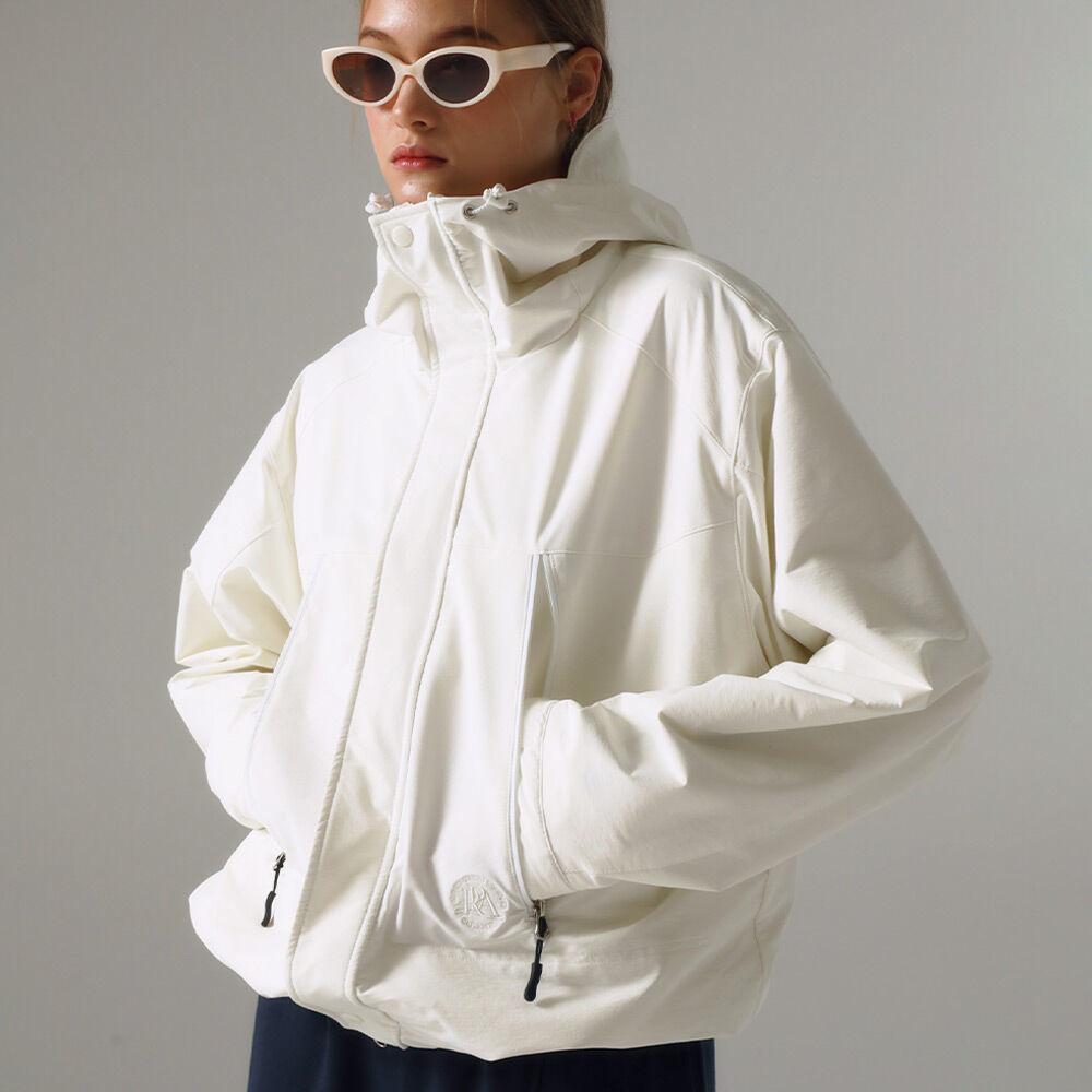 MAIN LOGO HOOD WIND BREAKER WHITE