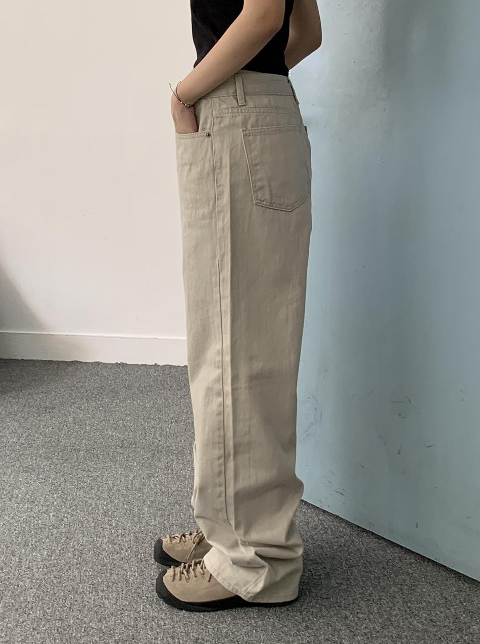 피그먼트 코튼 롱 와이드 데님 팬츠 [2col]