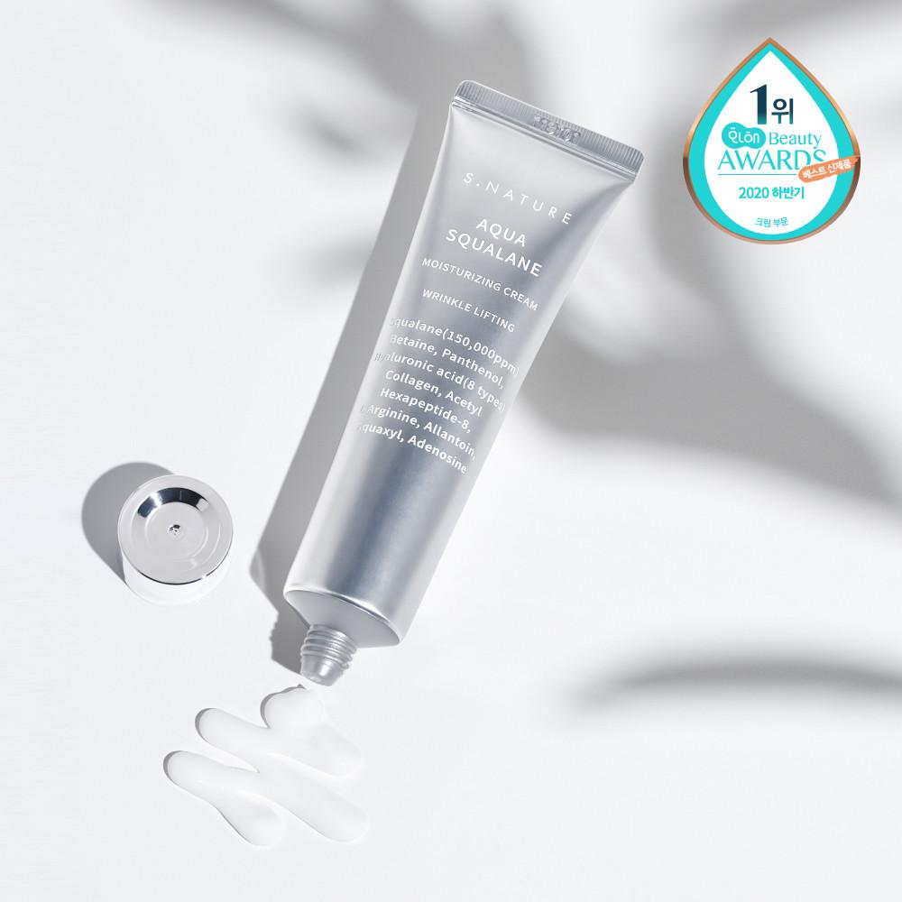 [1위 수분천재크림] 에스네이처 아쿠아 스쿠알란 수분크림 60ml [토너30ml 증정, 주소지당 1EA]