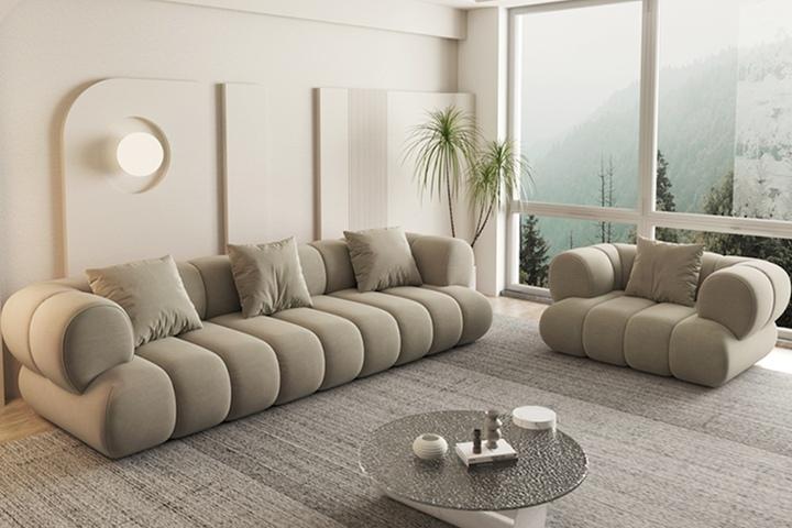 MJBS151 북유럽 엠보싱 디자인 벨벳 램스울 거실 소파 6size 7color