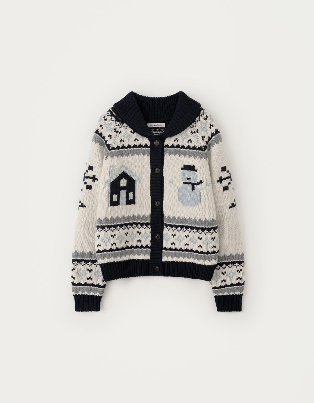 12.30 출고 Snowman Nordic Wool Cowichan Cardigan - Ivory