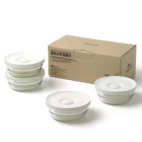 글라스락 밥용기 310ml, 코코넛 밀크, 4개