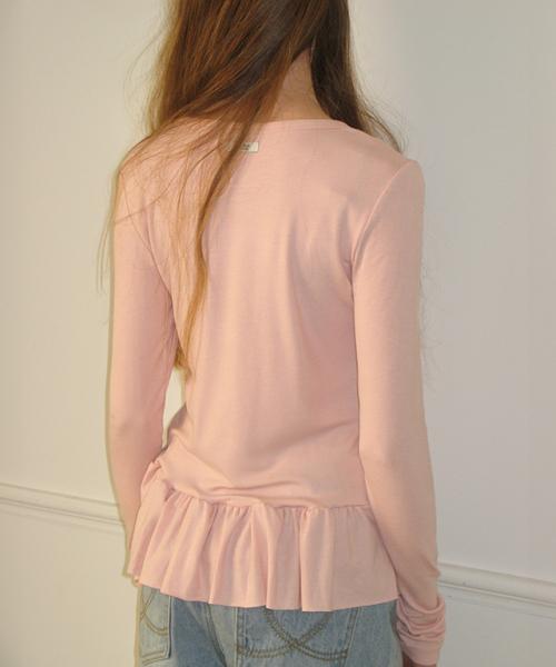 론론(RONRON)  PENDANT RUFFLE LAYERED SLIM LONG SLEEVE PINK - 사이즈 & 후기 | 무신사