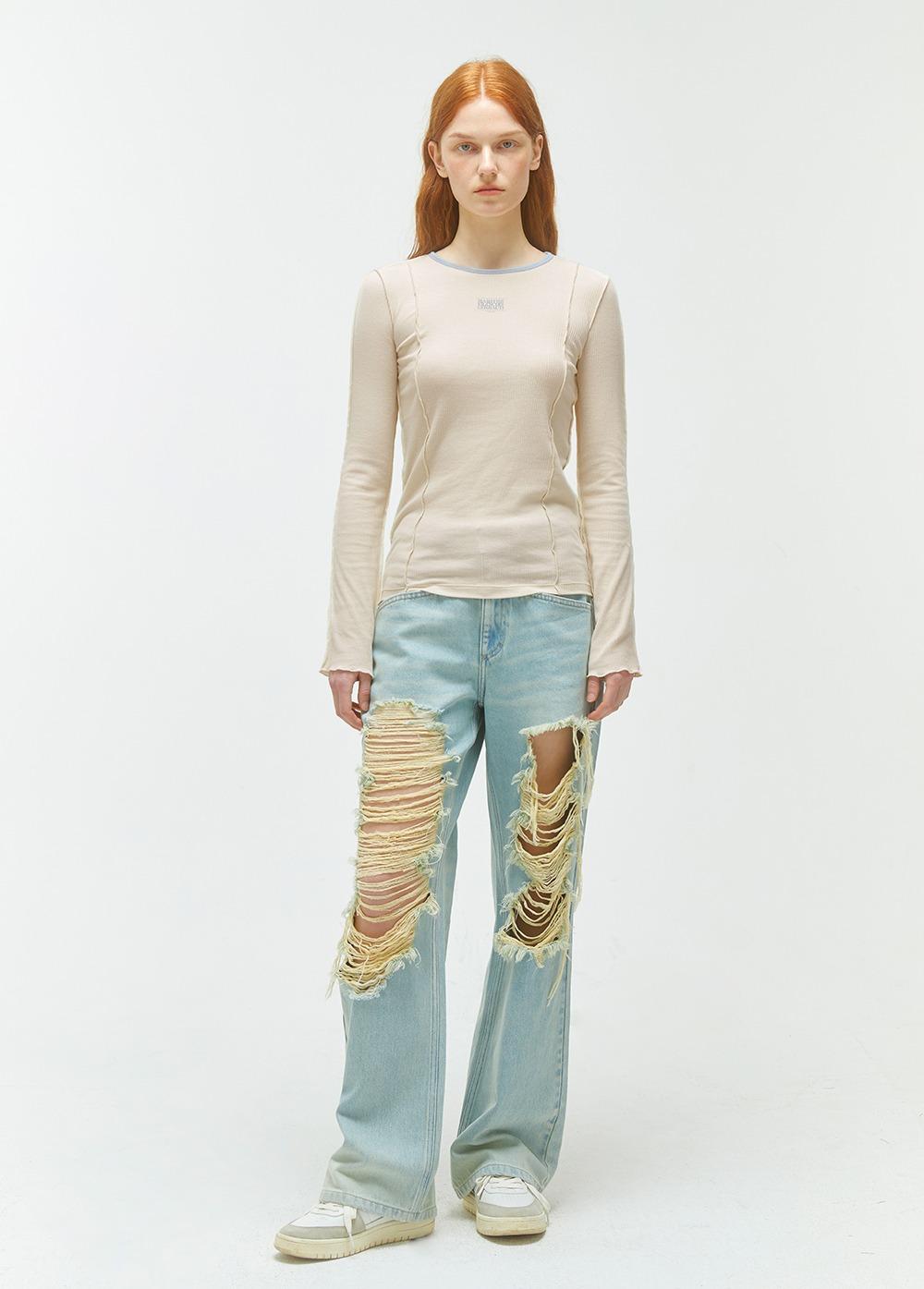 W CLASSIC LOGO RINGER LONG SLEEVE cream