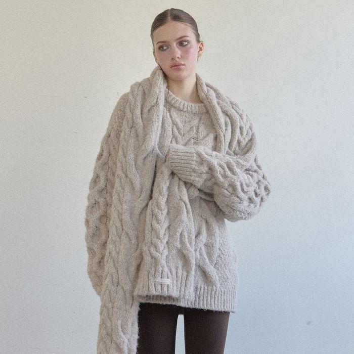 OVERSIZED MIX CABLE KNIT (BEIGE)