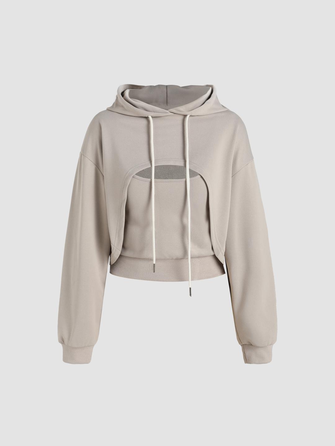 Solid Crop Tank Top with Drawstring Hoodie