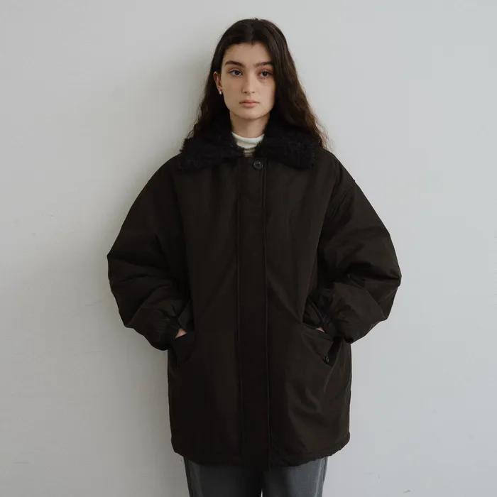 Hairy collar padded jumper_2colors