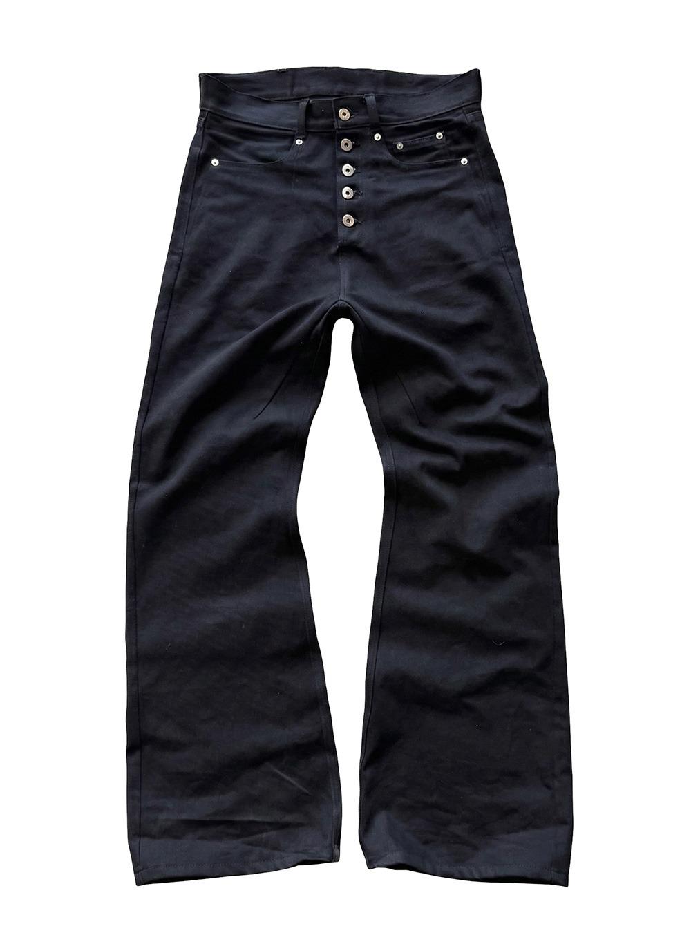 Deep Black Button-Fly Flare Jeans