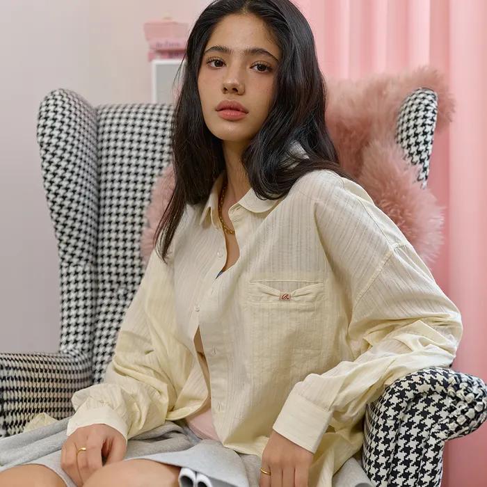 Ribbonette Overfit Shirt-Butter