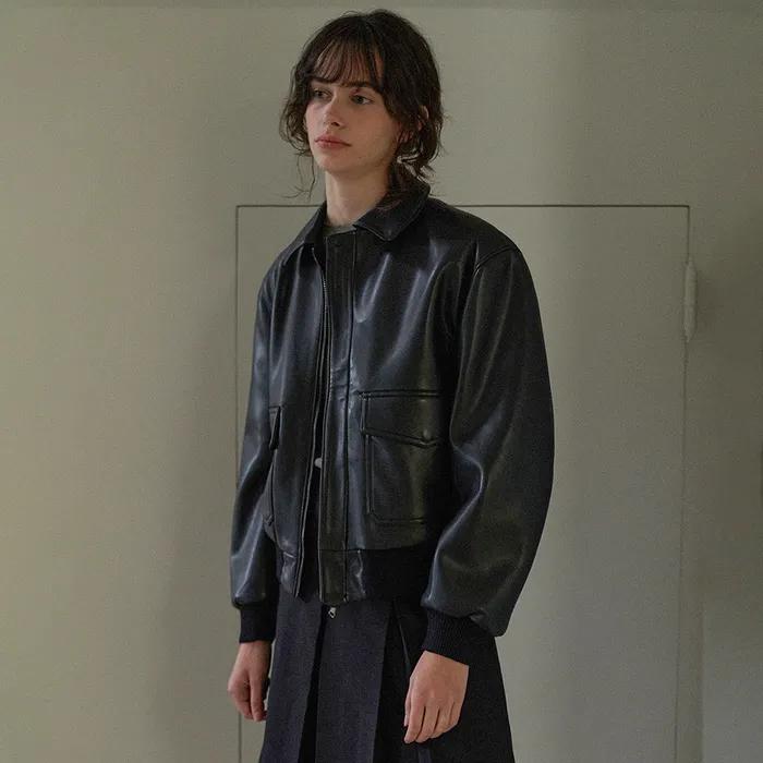 Faux leather blouson