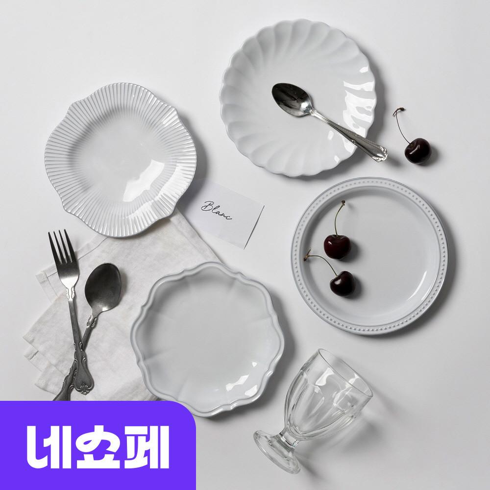 [누적판매1만건] 쓰임 블랑 접시 4P 세트 도자기그릇 접시세트  선물세트