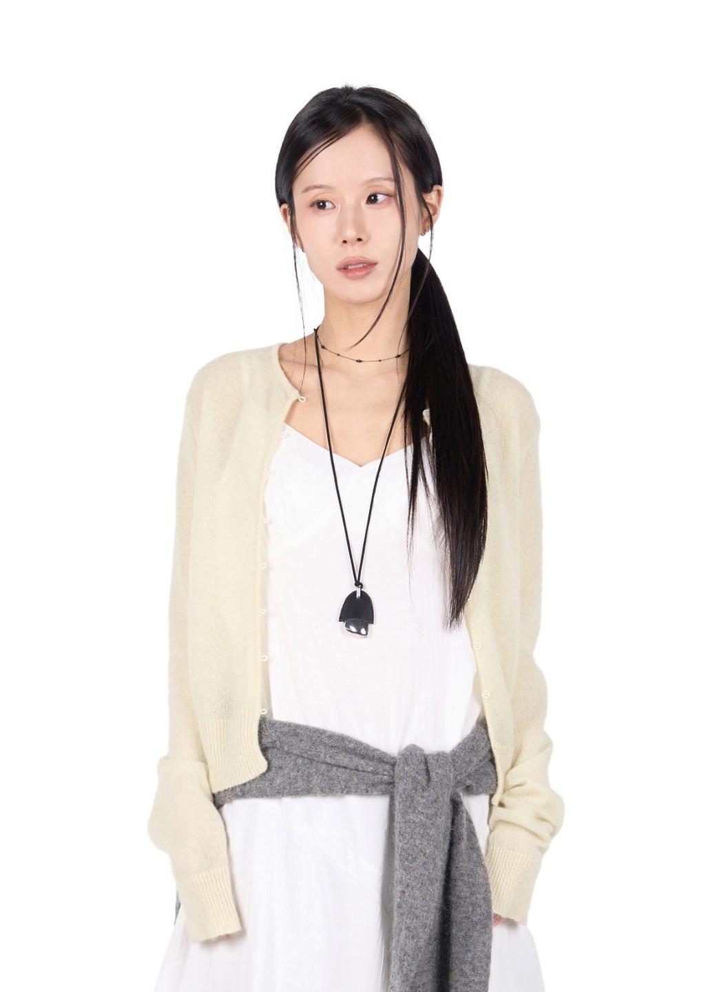 릿킴 MOHAIR RING BUTTON CARDIGAN