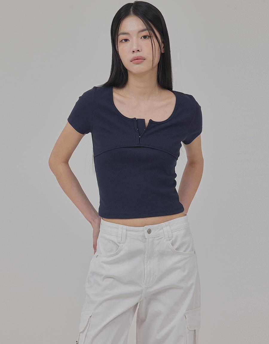[면혼방] HOOK CLOSURE SCOOP NECK TOP (SHORT ver)
