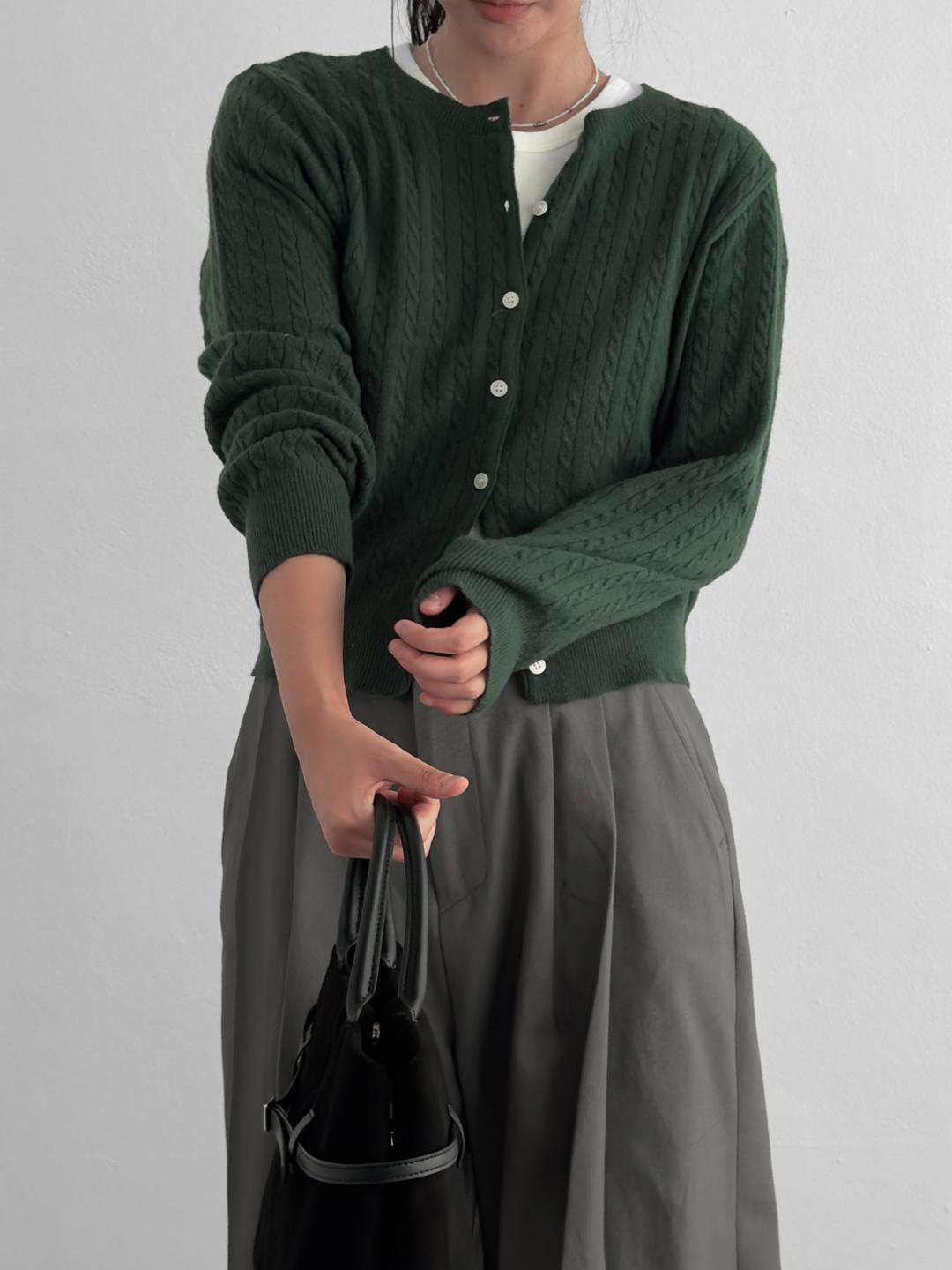 에밀리 파인울 스탠다드 꽈배기 니트 가디건 5color