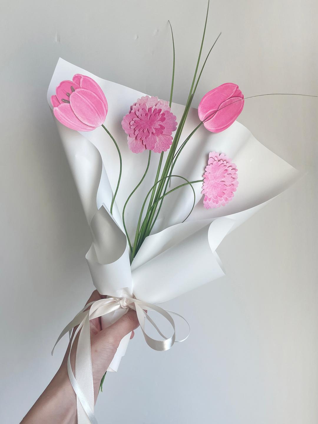 구불구불 꽃다발 / 여러송이 꽃다발 / 페이퍼 플라워 / 일러스트 / 꽃그림 / 인테리어 소품