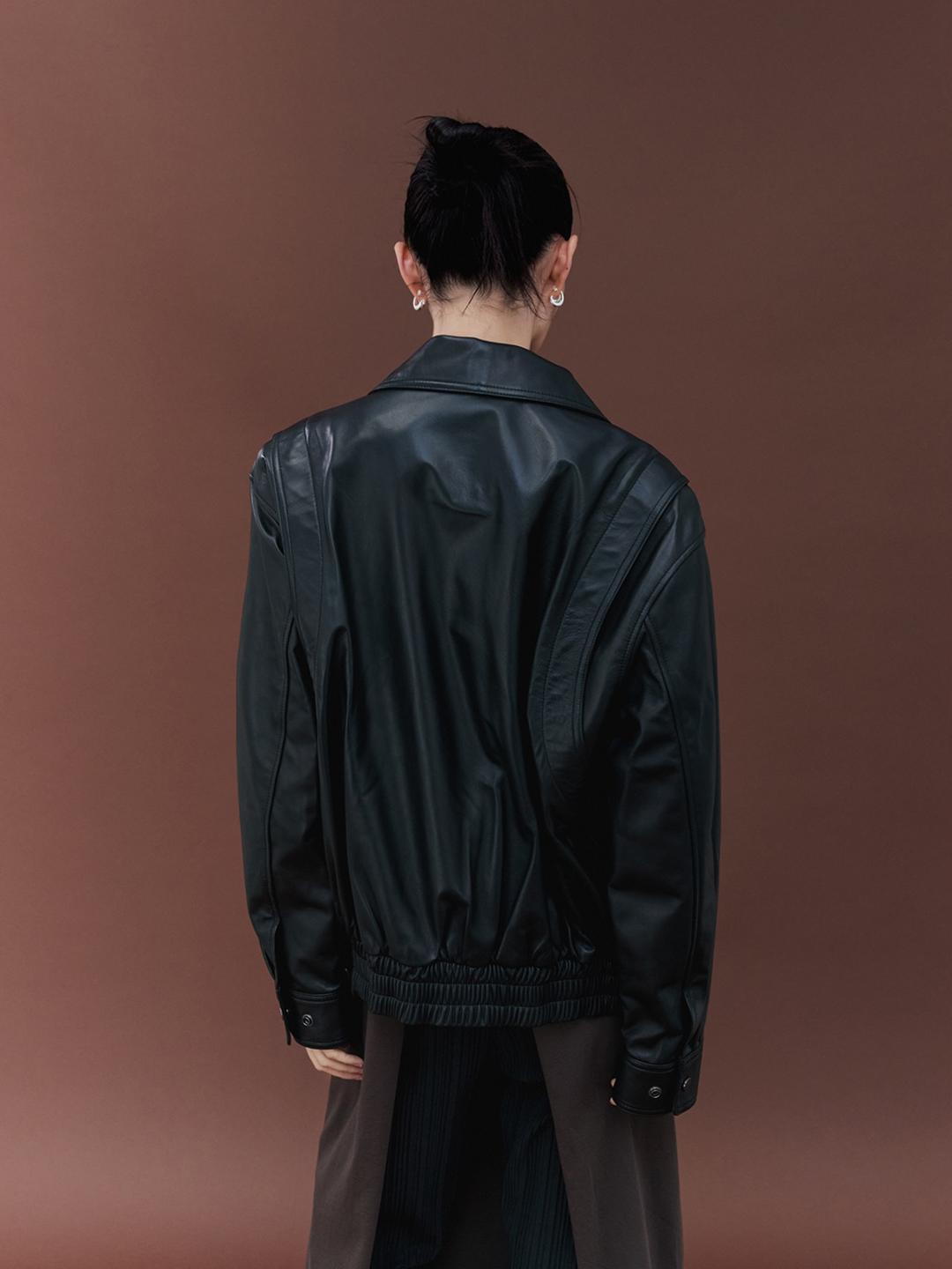 Sand Leather Blouson, Black