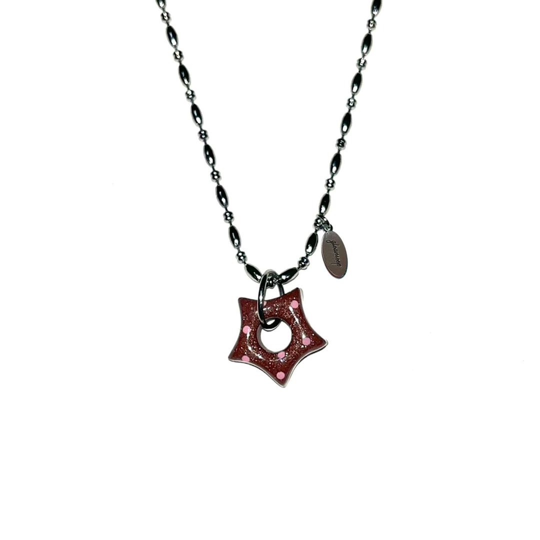 gleaming little star dot necklace <brown>