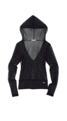 Mesh V-neck hoodie_black
