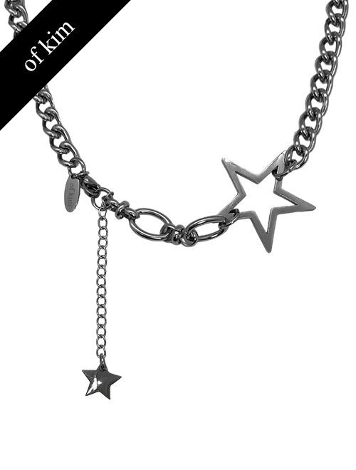(OFK.MADE/surgical) Star Drop Mix Chain Necklace