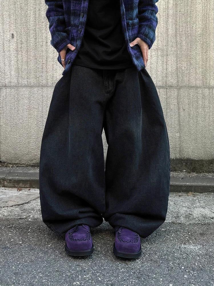 (초기획) 인디 벌룬 흑청 데님 1C