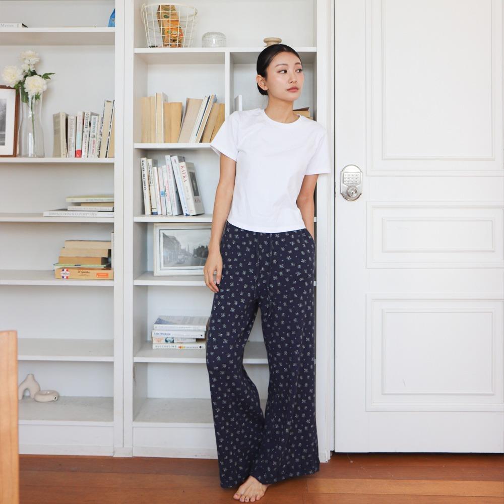 편안한 세미부츠컷 플라워 팬츠 3컬러