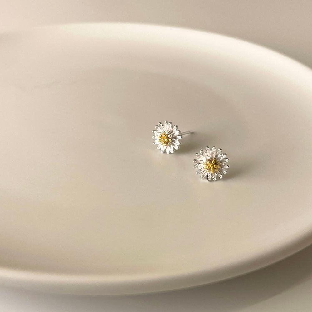 실버925 데이지 플라워 이어링 귀걸이