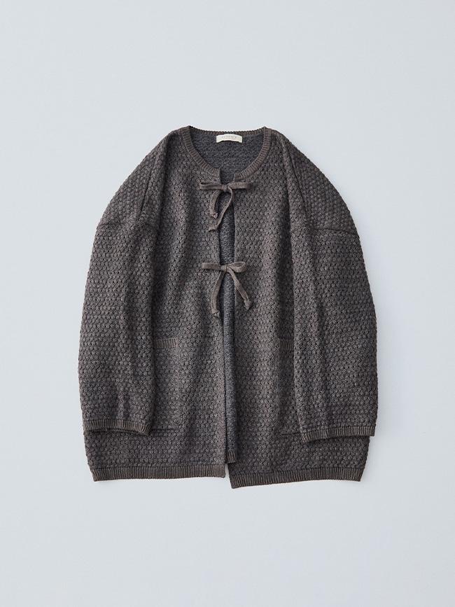 컨팩트_ Faded Linen Wool Knit Over Cardigan [Dark Gray]