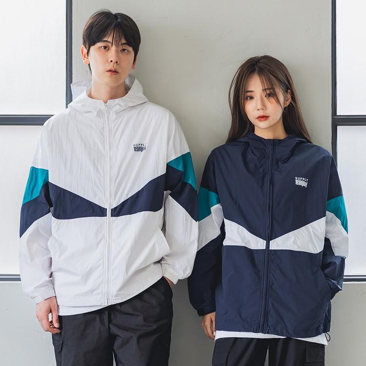 앨빈클로 서플라이 사이드 배색 후드 바람막이 자켓 DLX768