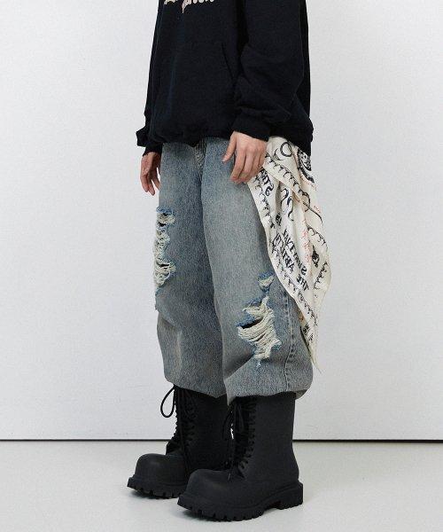 다트 벌룬 와이드 데님팬츠 샌드 디스진