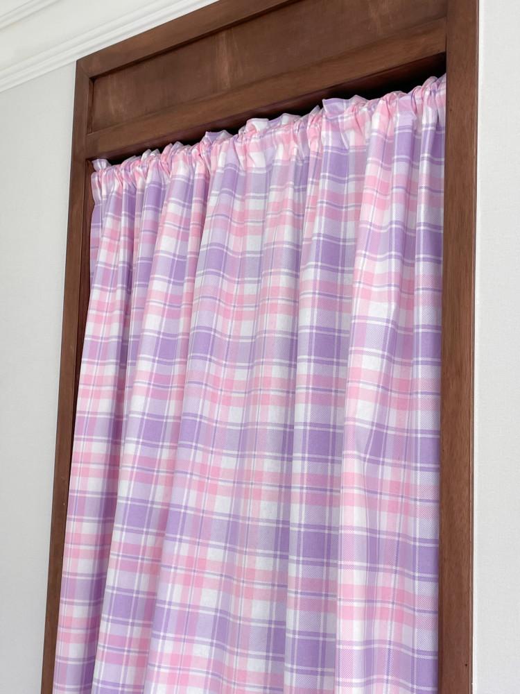 lovable check curtain 빈티지커튼 체크 커튼 연보라 핑크 하이틴 가리개
