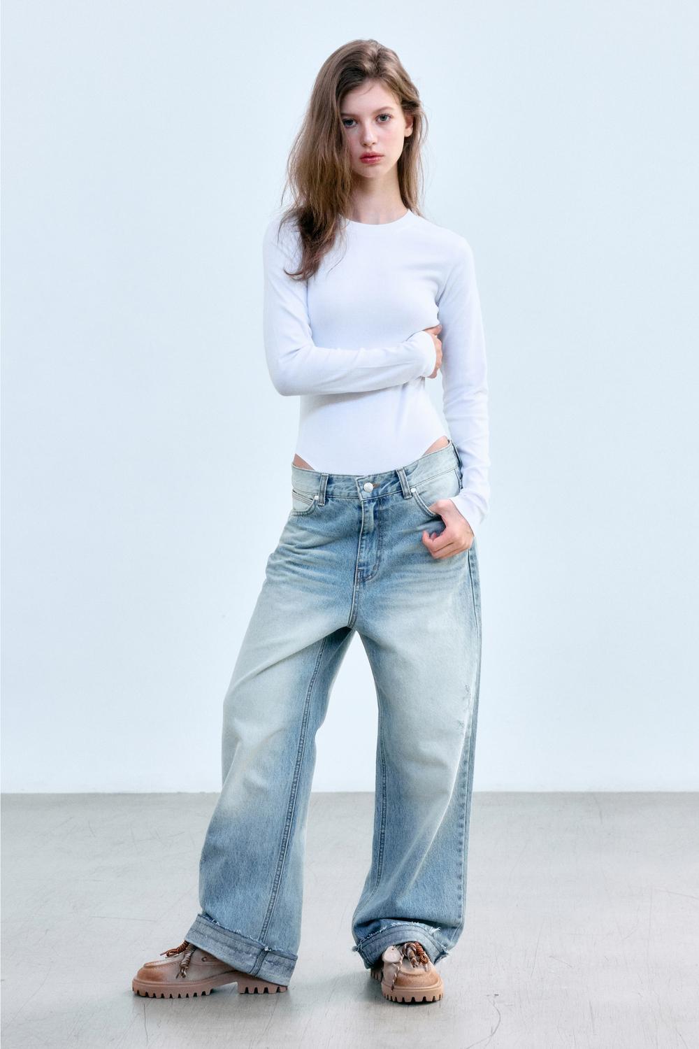 BASIC RAW HEM DENIM PANTS