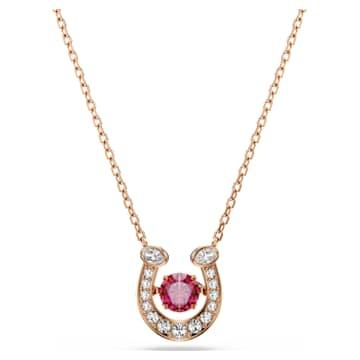Symbolica 펜던트, 라운드 컷, 파베, 말발굽, 레드, 로즈골드 톤 플래팅