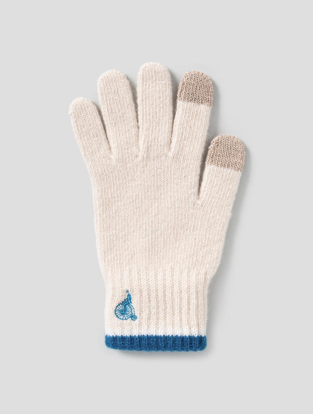 캐시혼방 컬러포인트 니트장갑 - Beige