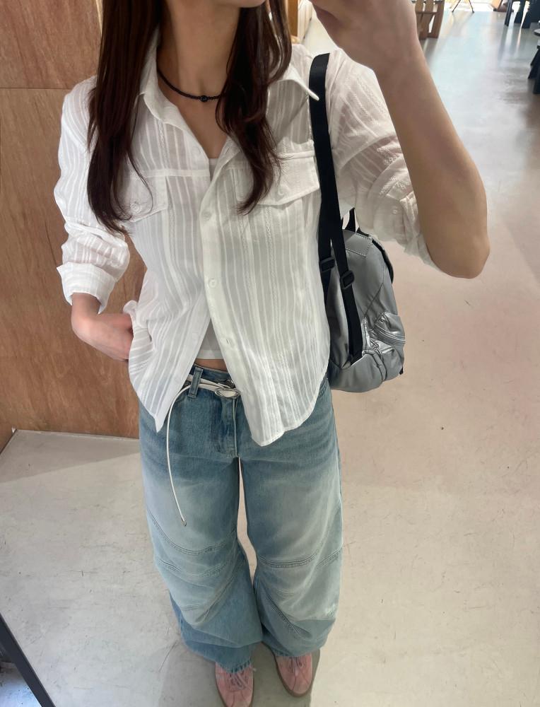 웨스턴 빈티지 줄지 포켓 셔츠 1 color