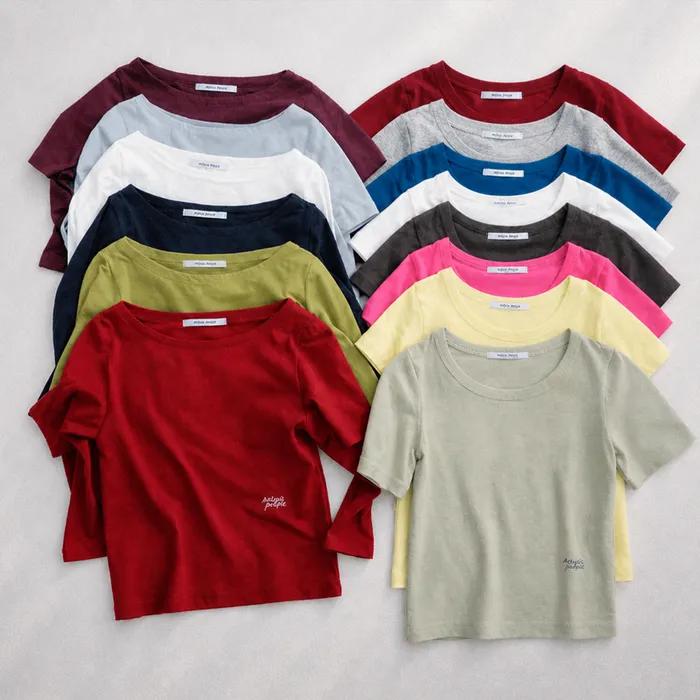 [2 PACK] [컬러 추가] Essential Scoop Neck T-Shirt & 3/4 Sleeve T-Shirt  (12color)