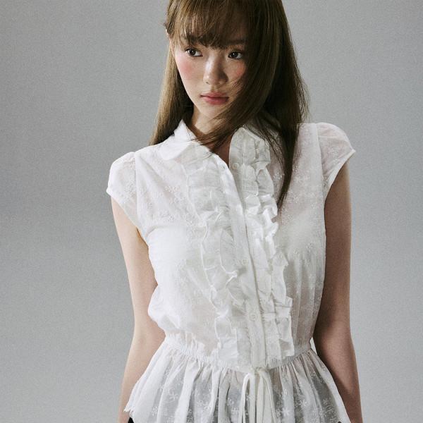 Lace Ruffle Peplum Blouse