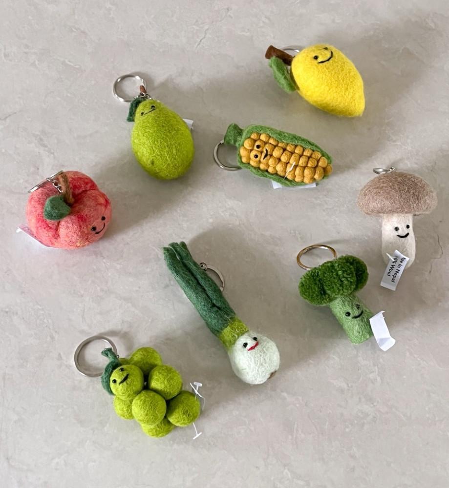 (Summer fruits 키링) 납작복숭아 서양배 옥수수 과일 야채 귀여운 열쇠고리