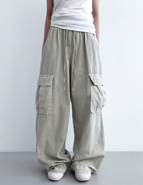vintage pigment cargo banding pants / beige